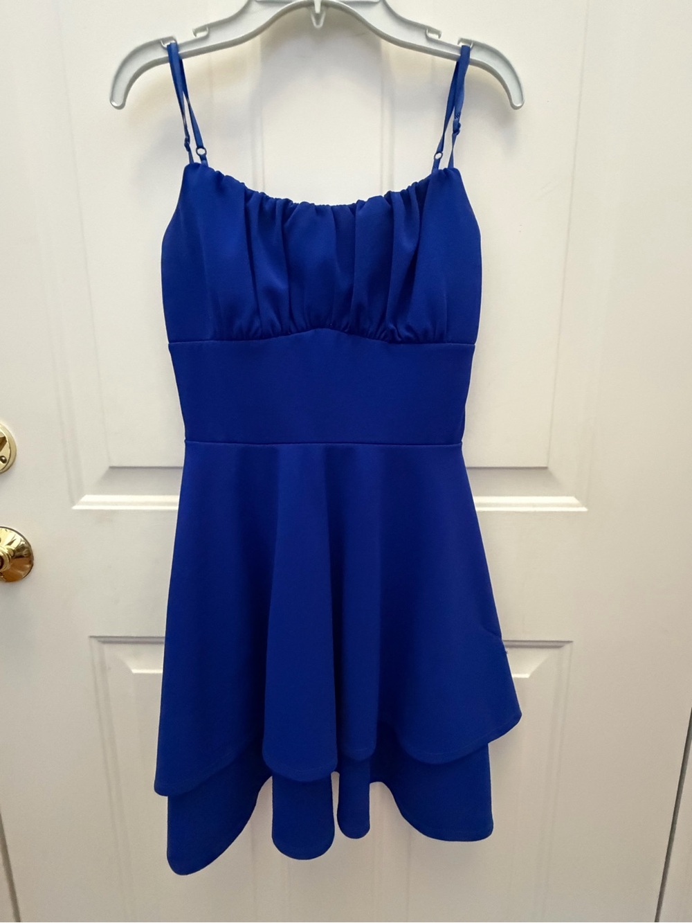 Teen Royal Blue Spaghetti Strap Party Dress